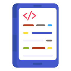 Unique design icon of mobile coding

