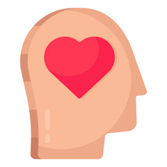 Sticker - Heart inside brain, icon of healthy mind

