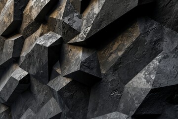  Detailed 3D black concrete wall texture, presenting a striking geometric abstract for a wide panoramic wallpaper generative ai