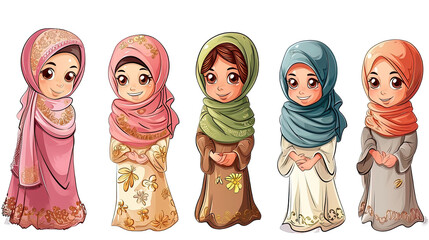 Hijab Moslem Girl Cartoon