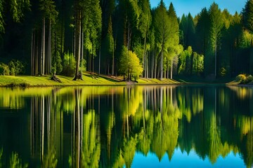 Wall Mural - lake in the forest