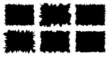 Jagged Rectangle. Black Simple Shape. Rectangle Paper Template Jagged And Rough.