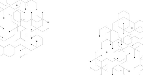 Wall Mural - Technology black hexagon diagram concept. High-tech hexagon geometric connection system.Vector abstract technology on a white background.	