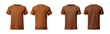 © degungpranasiwi - realistic set of male brown t-shirts mockup front and back view isolated on a transparent background, cut out
