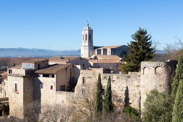 Medieval wall in the city of Girona