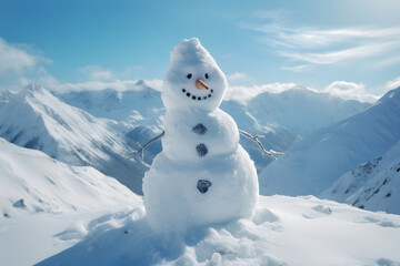 Wall Mural - snowman in the mountains