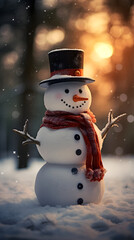 Canvas Print - snowman in the snow