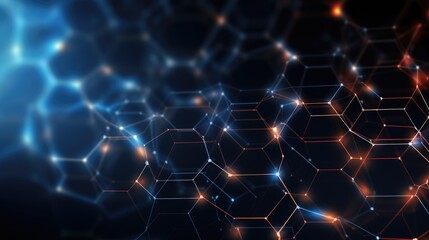 Wall Mural - abstract neural network background, lines connected by bright dots
