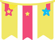 garland flag party, icon colored shapes