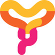 human organ large intestine, icon colored shapes