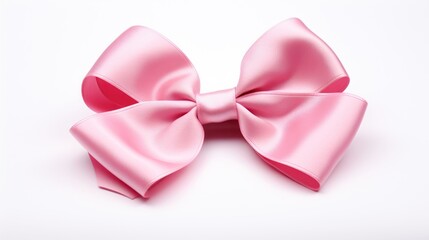 Wall Mural -  a close up of a pink bow on a white background with a clipping path to the top of the bow.