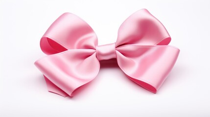 Poster -  a close up of a pink bow on a white background with a clipping path to the top of the bow.