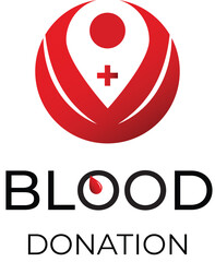 Wall Mural - Blood donation logo design, blood donation vector illustration with blood drop, Blood donation logo, charity logo