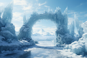 Poster - Arch-shaped ice formation in a glacier, showcasing the sculptural beauty and dynamic processes at work in frozen landscapes.