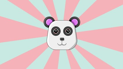 Sticker - animated panda head icon with a rotating background