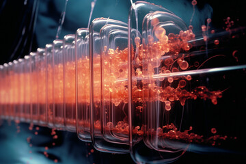 Fototapete - A conceptual visualization of a cascade catalyst within an AI device, symbolizing the dynamic flow of neural processes.