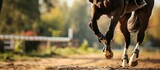 Horse's hooves overcoming obstacles in equestrian jumping competitions.