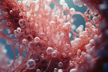 Fototapete - A visual exploration of subcellular elegance, highlighting the graceful structures and delicate beauty found within a microscopic view.