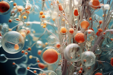 Fototapete - An image portraying the cell as a nano-scaled ecosystem, with its diverse components working together in a delicate balance.