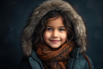 Wall Mural - Cute indian little girl in winter wear