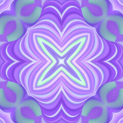 Aufkleber - Abstract design in purple and green color scheme reminiscent of kaleidoscope pattern. 3d rendering digital illustration