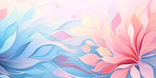 Abstract background in soft pastel pink and blue colors with flowers and leaves