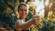 Portrait, happy woman or thumbs up for fitness, nature or healthy running workout exercise with smile. Girl athlete runner smiling showing thumbsup for training, wellness or exercising in a park