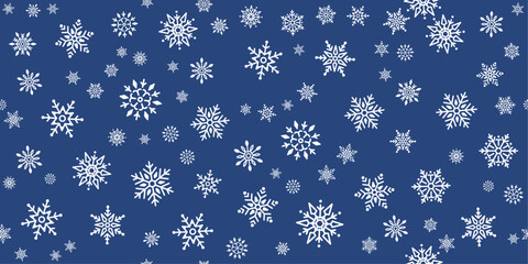 Poster - A background of snowflakes dotted randomly across a blue canvas.