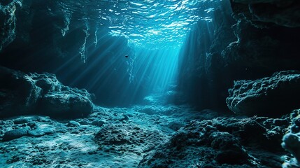 Canvas Print - Underwater Sea - Deep Abyss With Blue