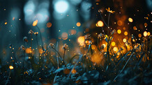 Serenade Night With Bokeh Effect Featuring Twinkling Fireflies, AI Generated