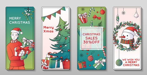 Wall Mural - Cartoon Christmas banner set