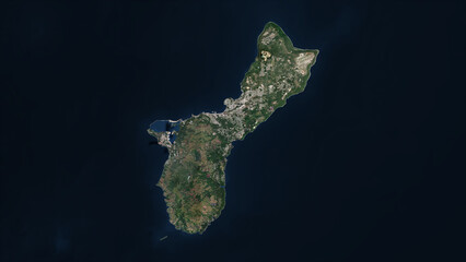 Wall Mural - Guam - USA highlighted. Low-res satellite map