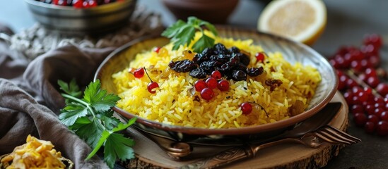 Turkish turmeric rice with currants: Zerdecalli pirinc pilavi