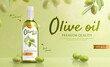 Realistic oilve oil advertising composition