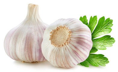 Wall Mural - Organic garlic isolated on white background