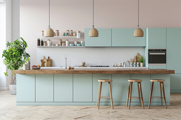 Wall Mural - Pastel coloured domestic kitchen interior