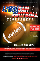 Wall Mural - American football tournament poster template with ball and sample text in separate layer - vector illustration