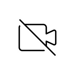 Poster - no video camera line icon for streaming , facetime icons video call symbol - recording not allowed - video cam off icon. web vector icon