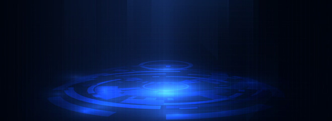 Wall Mural - glowing blue technology circle Futuristic background concept