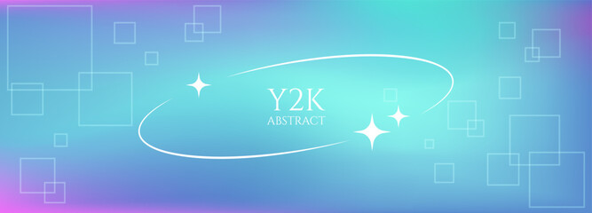 Wall Mural - y2k banner with white oval frame and vivid mesh neon gradient background, techno decorative art, emp