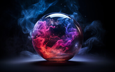 Colored smoke in glass ball,created with Generative AI tecnology.