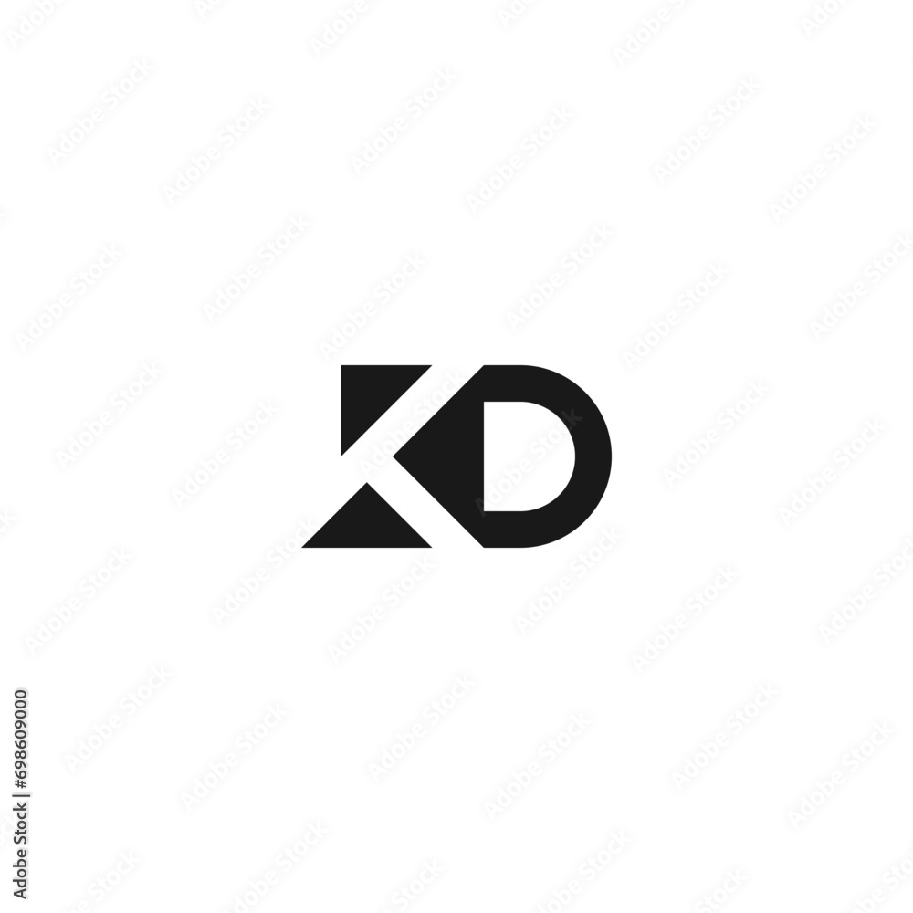 KD monogram logo in black and white color with negative space style ...