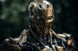 Remarkable beauty of a stunning AI robot with metallic structure. Generative AI