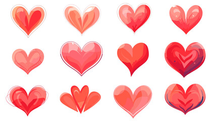 vector illustration set, valentines love hearts isolated on a white background. beautiful background