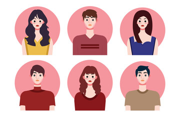 Wall Mural - Set of social media profile templates with people avatars. Vector illustration