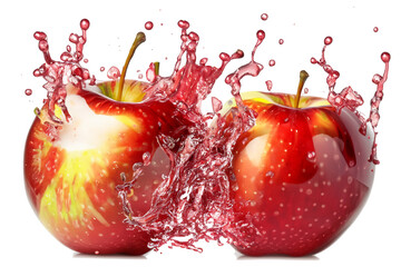 apple with juice splashes, red apple with splash