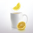 Hot Tea with Lemon in a White Mug
