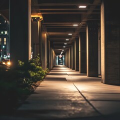 Wall Mural - a walkway with pillars and plants