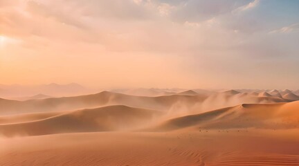 Wall Mural - sand blowing in the wind in the desert dunes