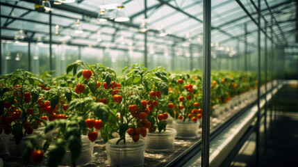 Growing organic strawberry in a greenhouse. The concept of growing organic food by farmers.